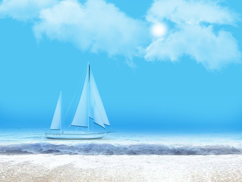 Sailboat on the Ocean — Blue