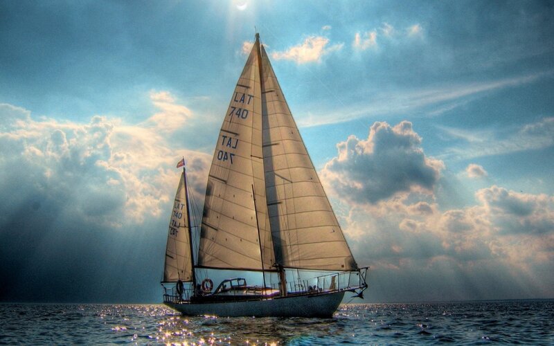 Sailboat on the open sea