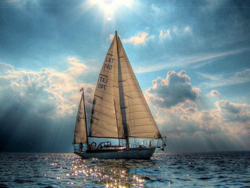 Sailboat on the open sea