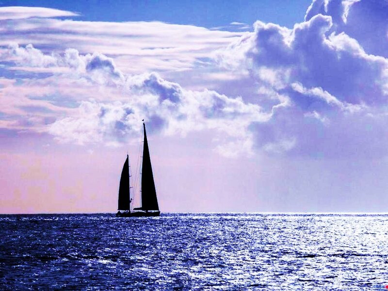 Sailboat on the open sea