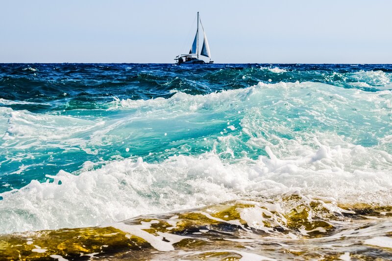 Sailboat on the open sea