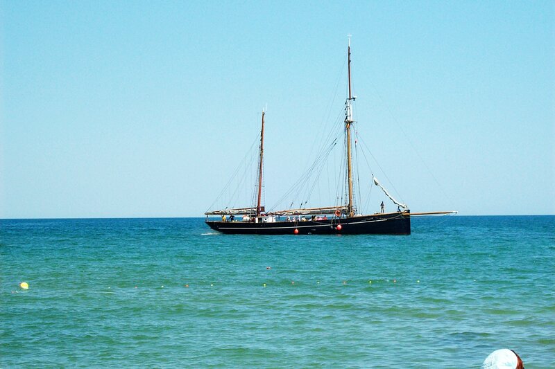 Sailboat on the Sea — Blue, Calm