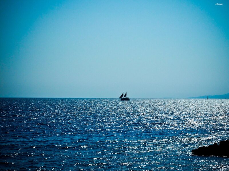 Sailboat on the Sea — Blue, Serene, Afternoon, Photograph, Sky