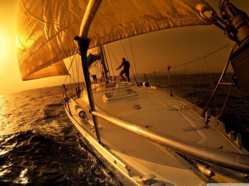 Sailboat on the Sea — Gold