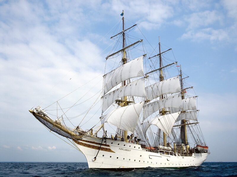 Sailboat on the Sea — White