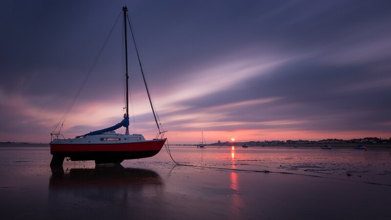 Sailboat on Tidal Flat