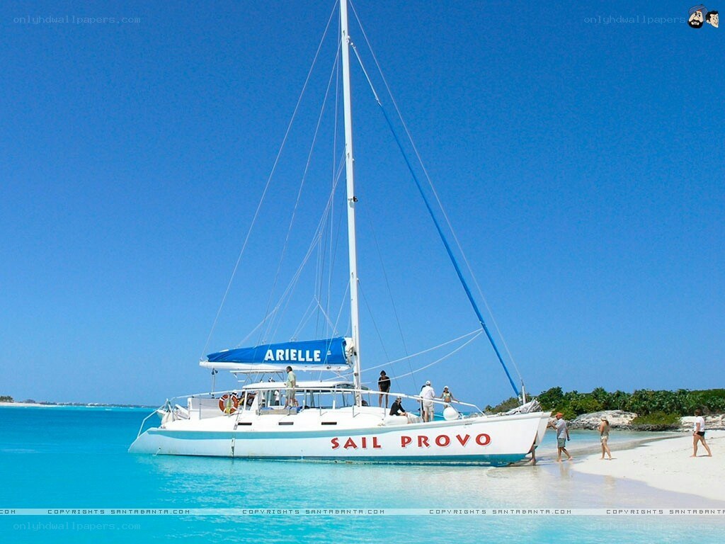 Sailboat on tropical beach