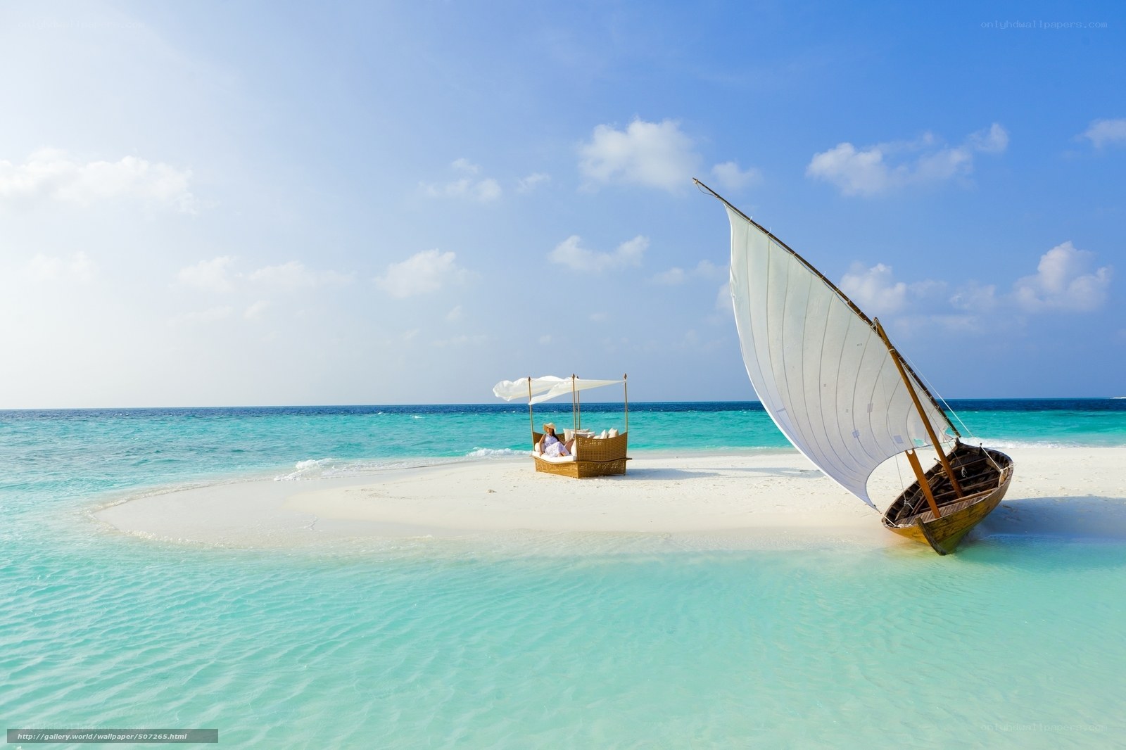 Sailboat on tropical beach