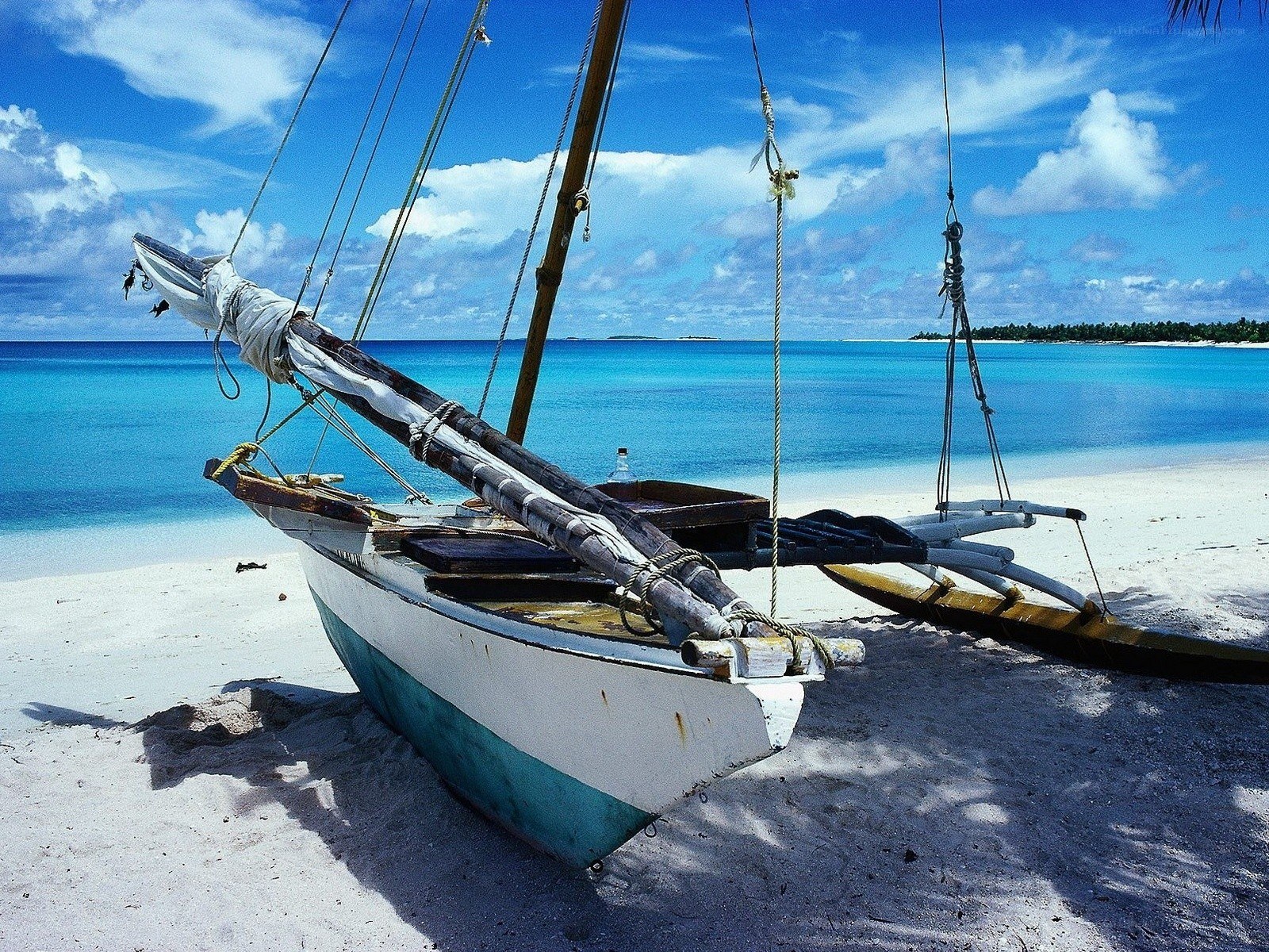 Sailboat on tropical beach