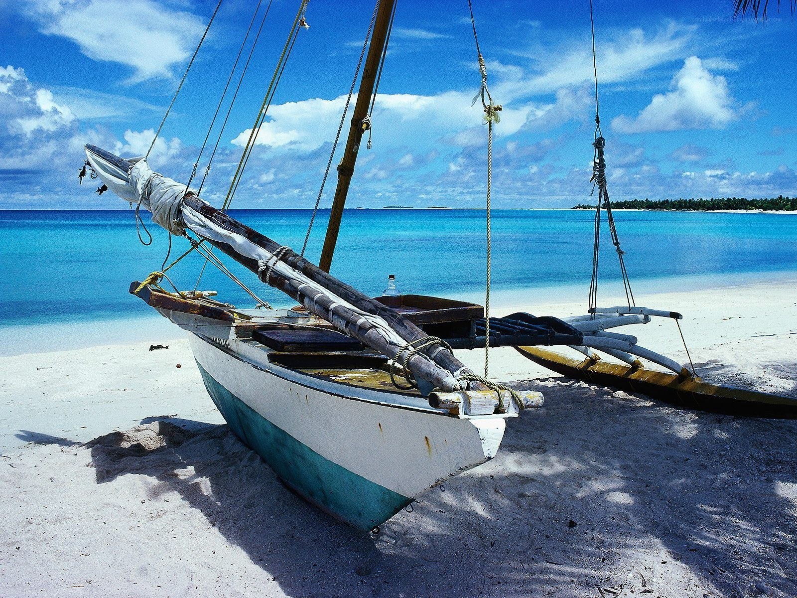 Sailboat on tropical beach