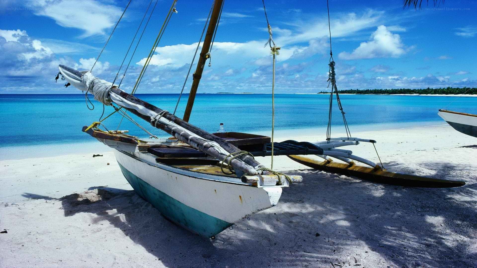 Sailboat on tropical beach