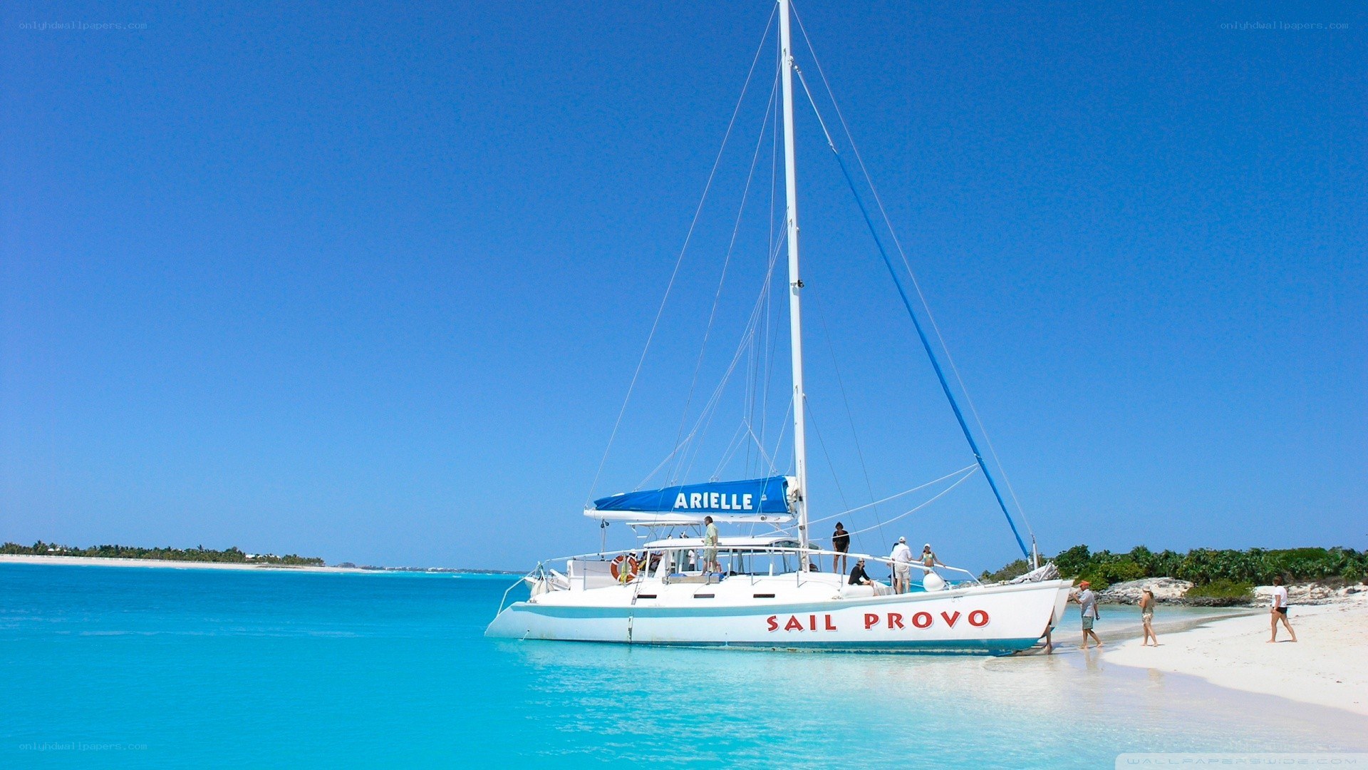 Sailboat on tropical beach