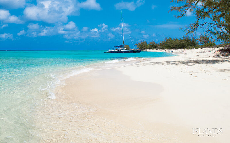 Sailboat on Tropical Beach — Blue, Serene, Afternoon, Photograph, Ocean