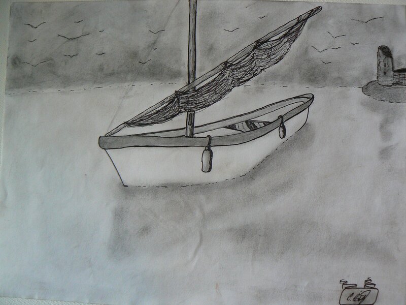 Sailboat on Water — Black, Calm