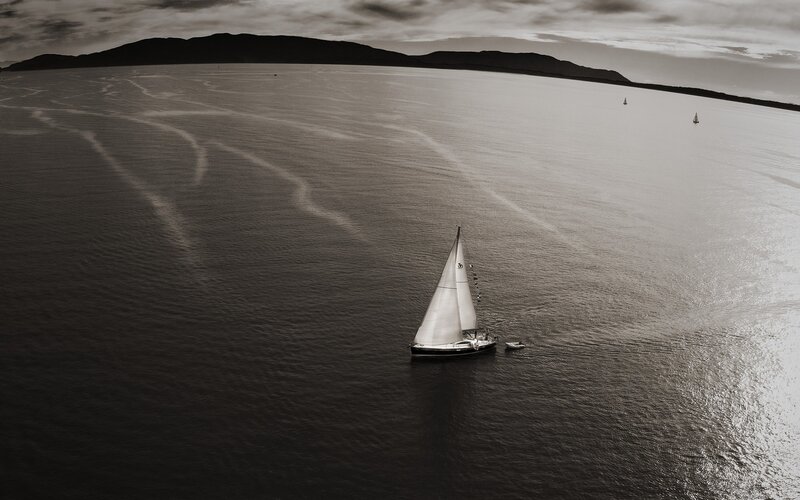 Sailboat on Water — Black, Serene, Afternoon