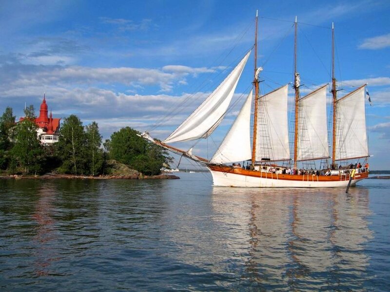 Sailboat on Water — Blue, Serene, Afternoon, Photograph, Island