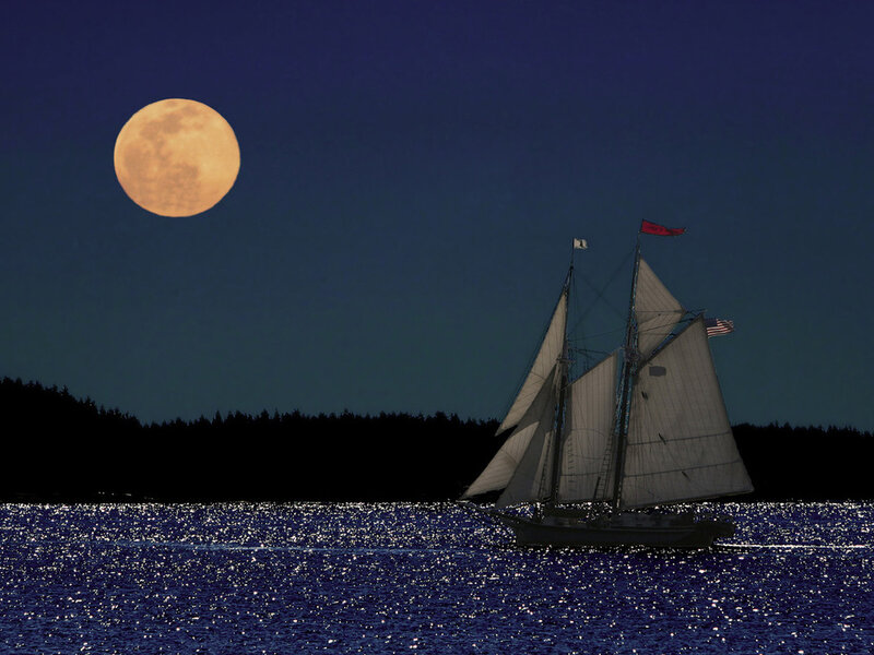 Sailboat on Water — Blue, Serene