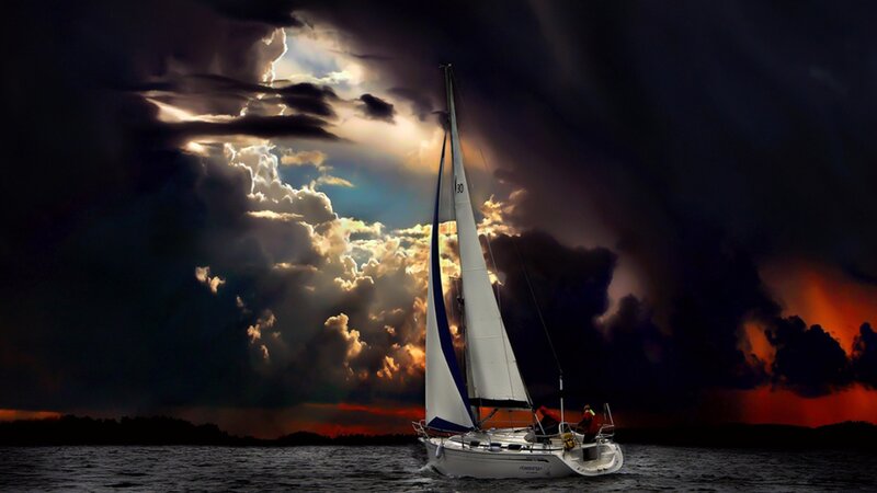 Sailboat on Water — Dark