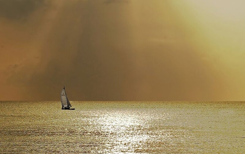 Sailboat on Water — Gold