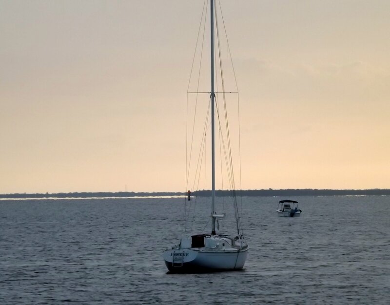 Sailboat on Water — Gray, Calm