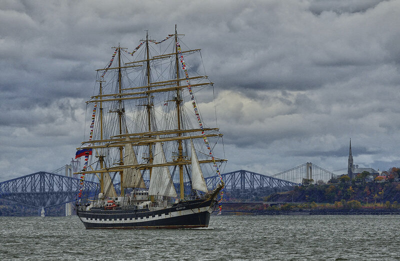 Sailboat on Water — Gray, Dramatic