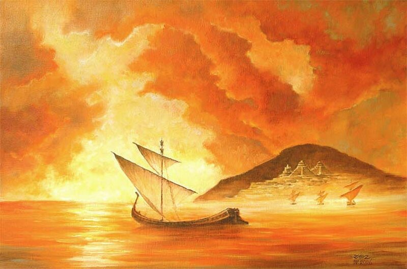 Sailboat on Water — Orange, Dramatic