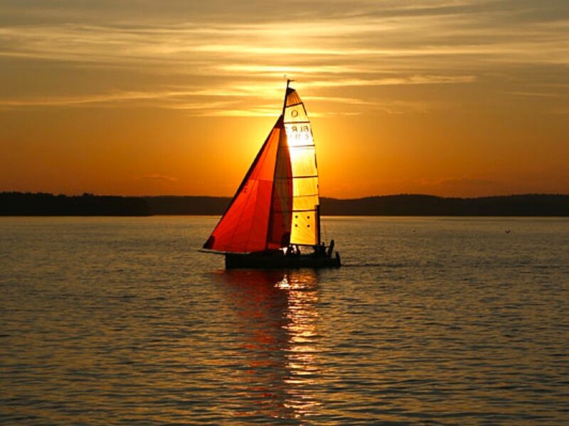 Sailboat on Water — Orange