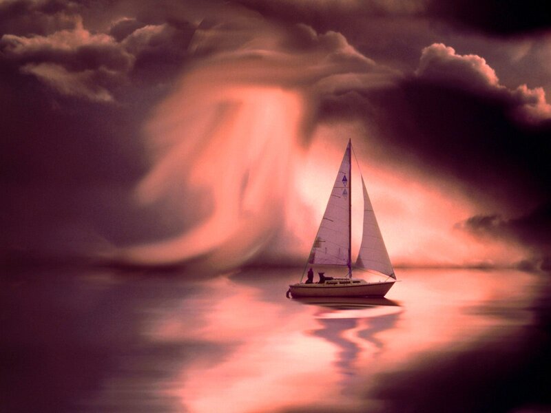 Sailboat on Water — Pink