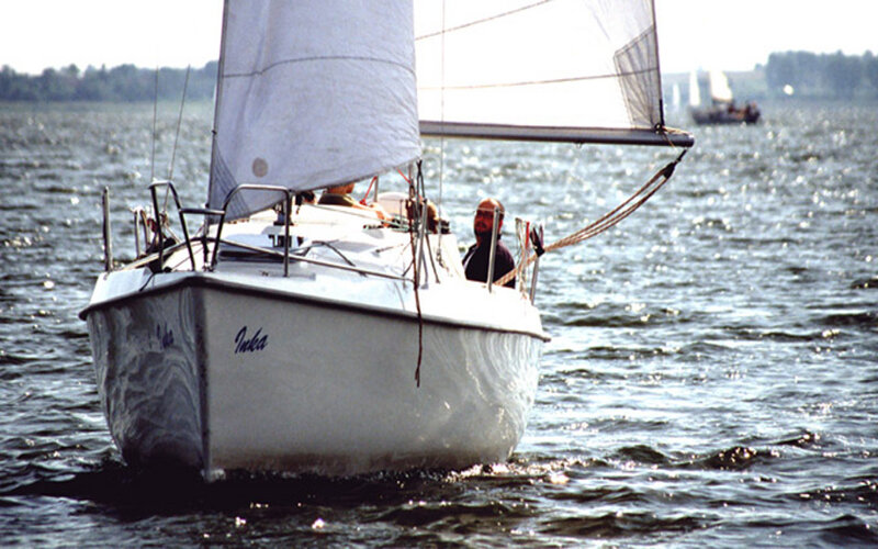 Sailboat on Water — White