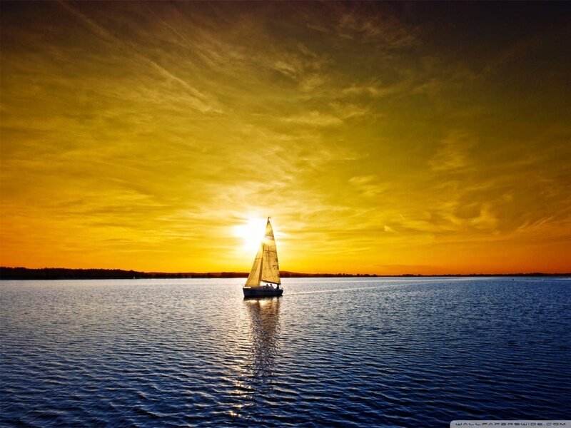 Sailboat on Water — Yellow, Serene