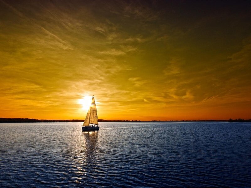 Sailboat on Water — Yellow