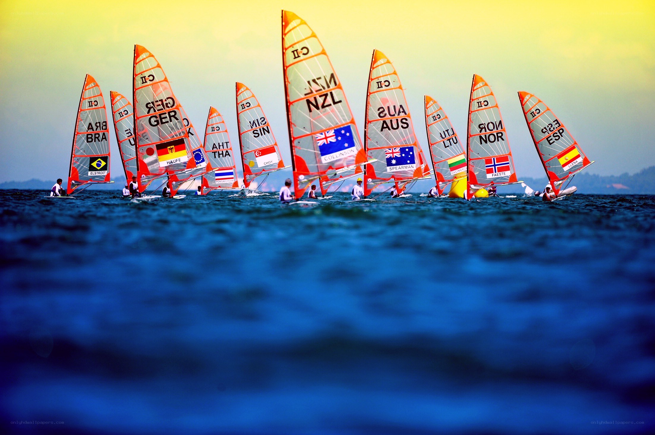 Sailboat race at sunset