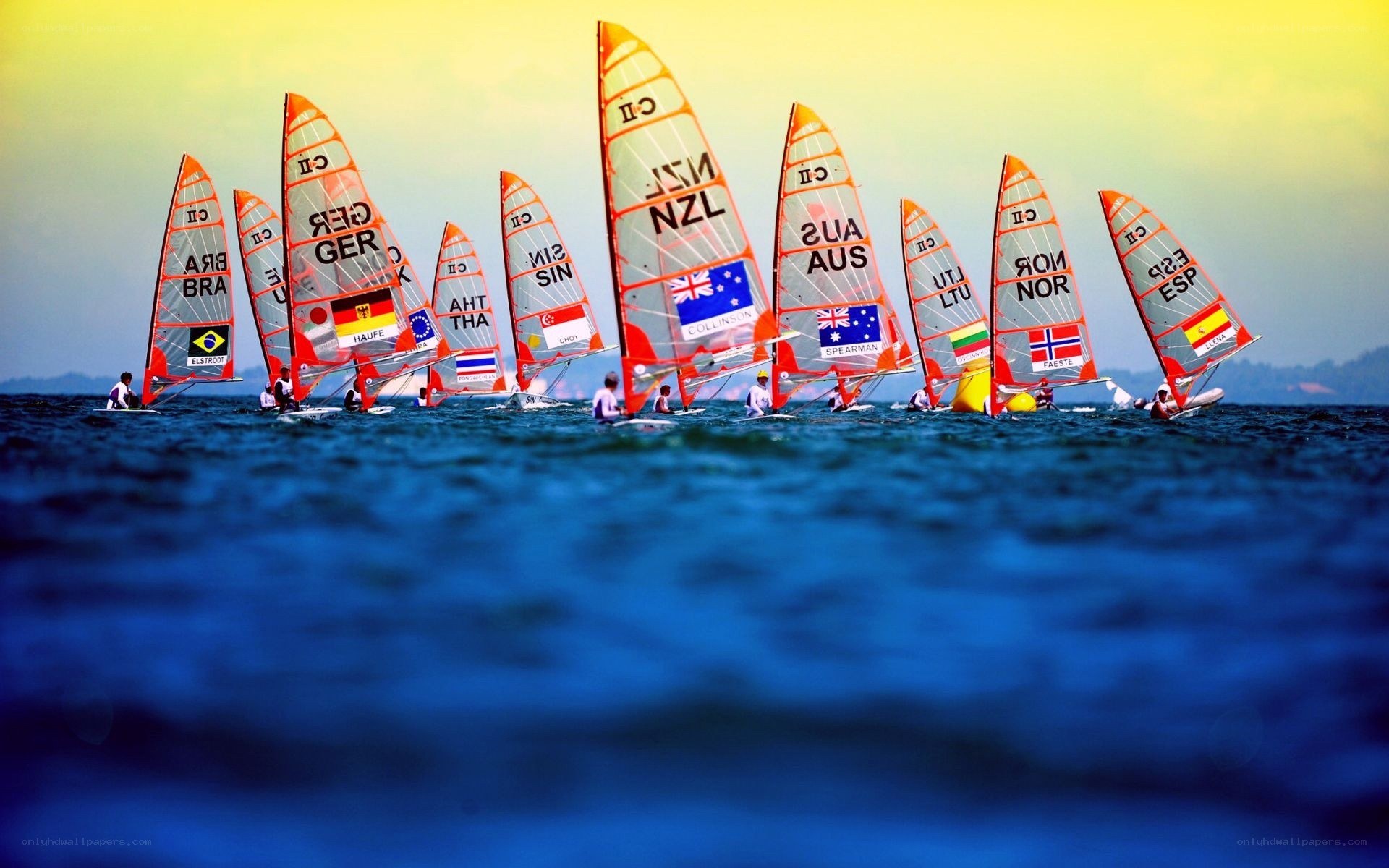Sailboat race at sunset