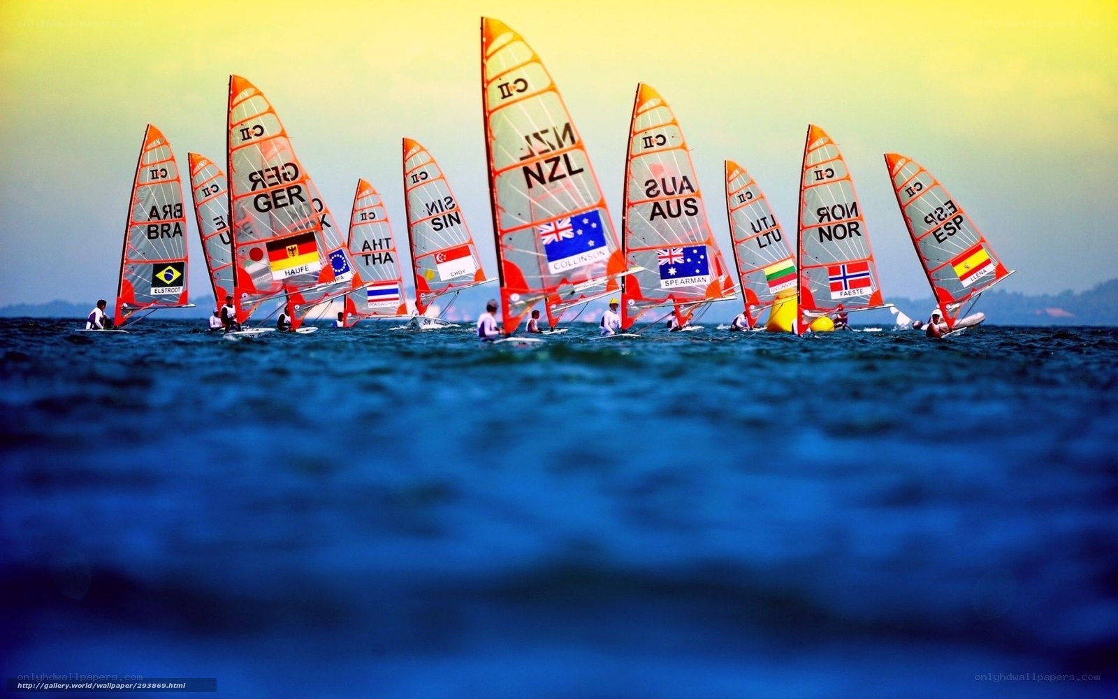 Sailboat race at sunset