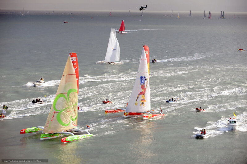 Sailboat Race on Water — Gray