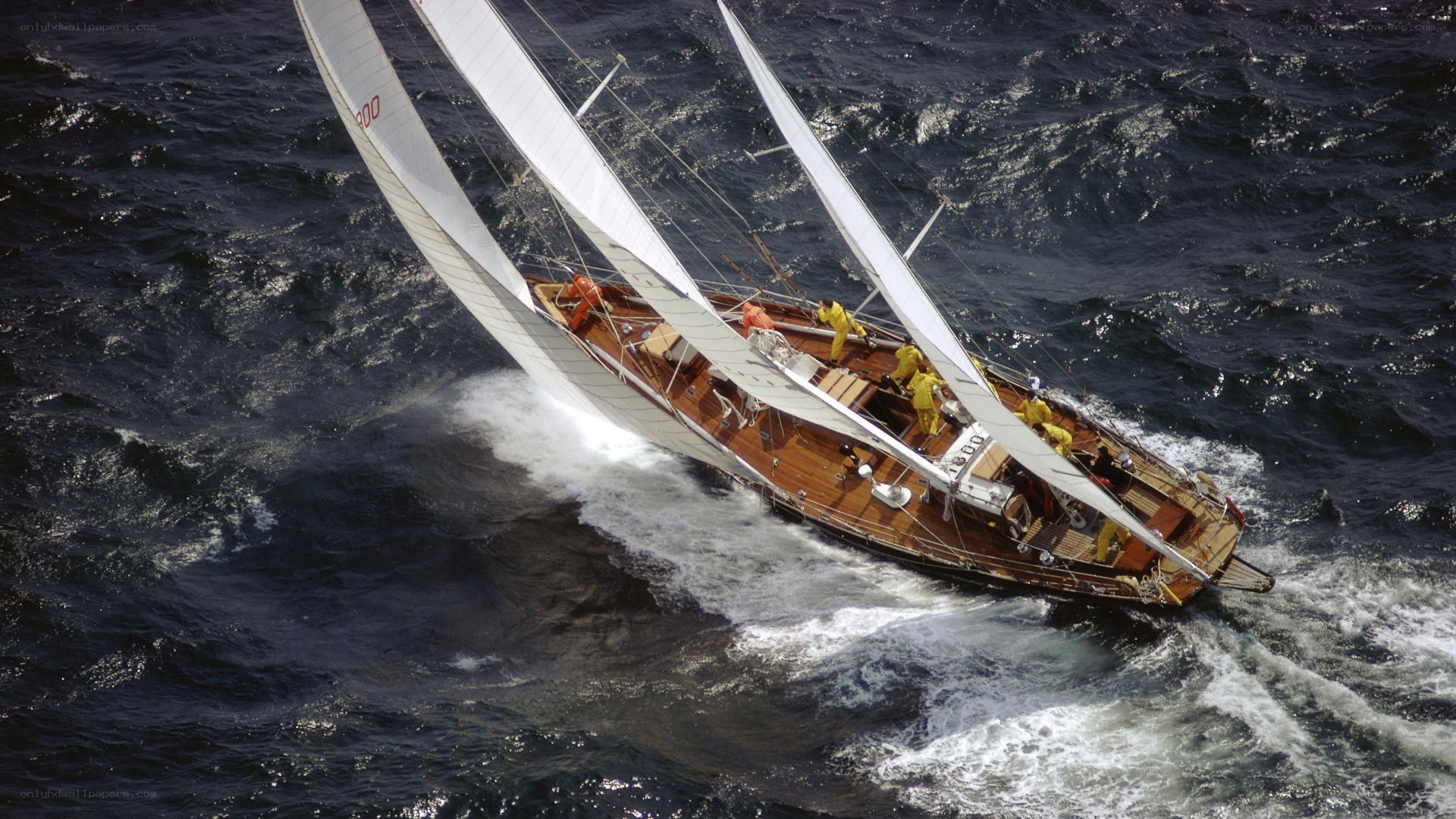 Sailboat racing in rough seas