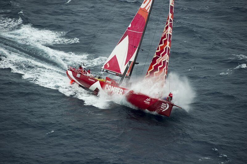Sailboat racing in rough seas