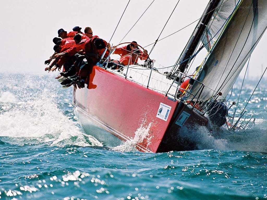 Sailboat racing in rough seas