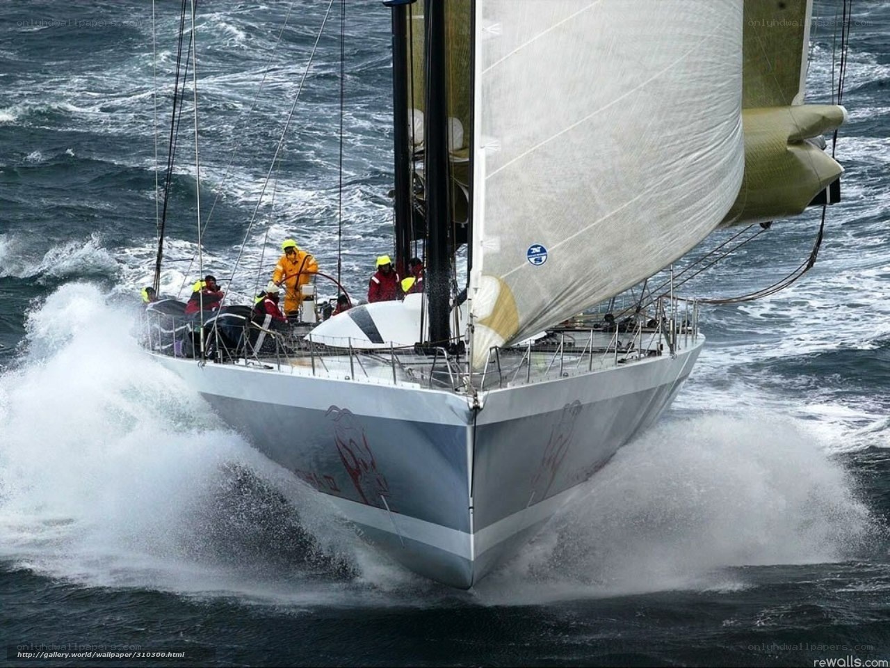 Sailboat racing in rough seas