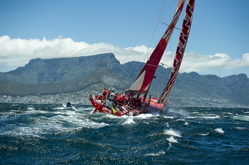 Sailboat racing near Cape Town