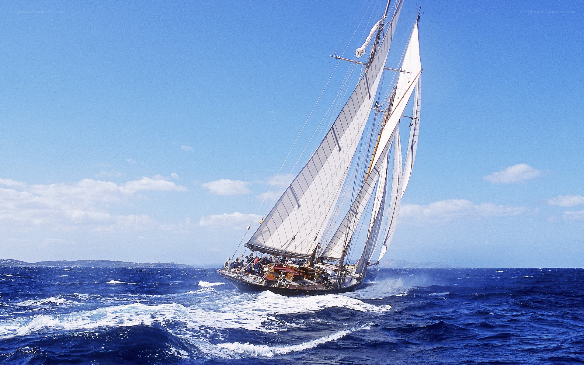 Sailboat racing on open sea
