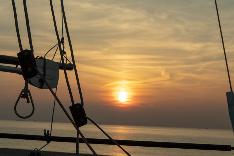 Sailboat Rigging at Sunset — Orange