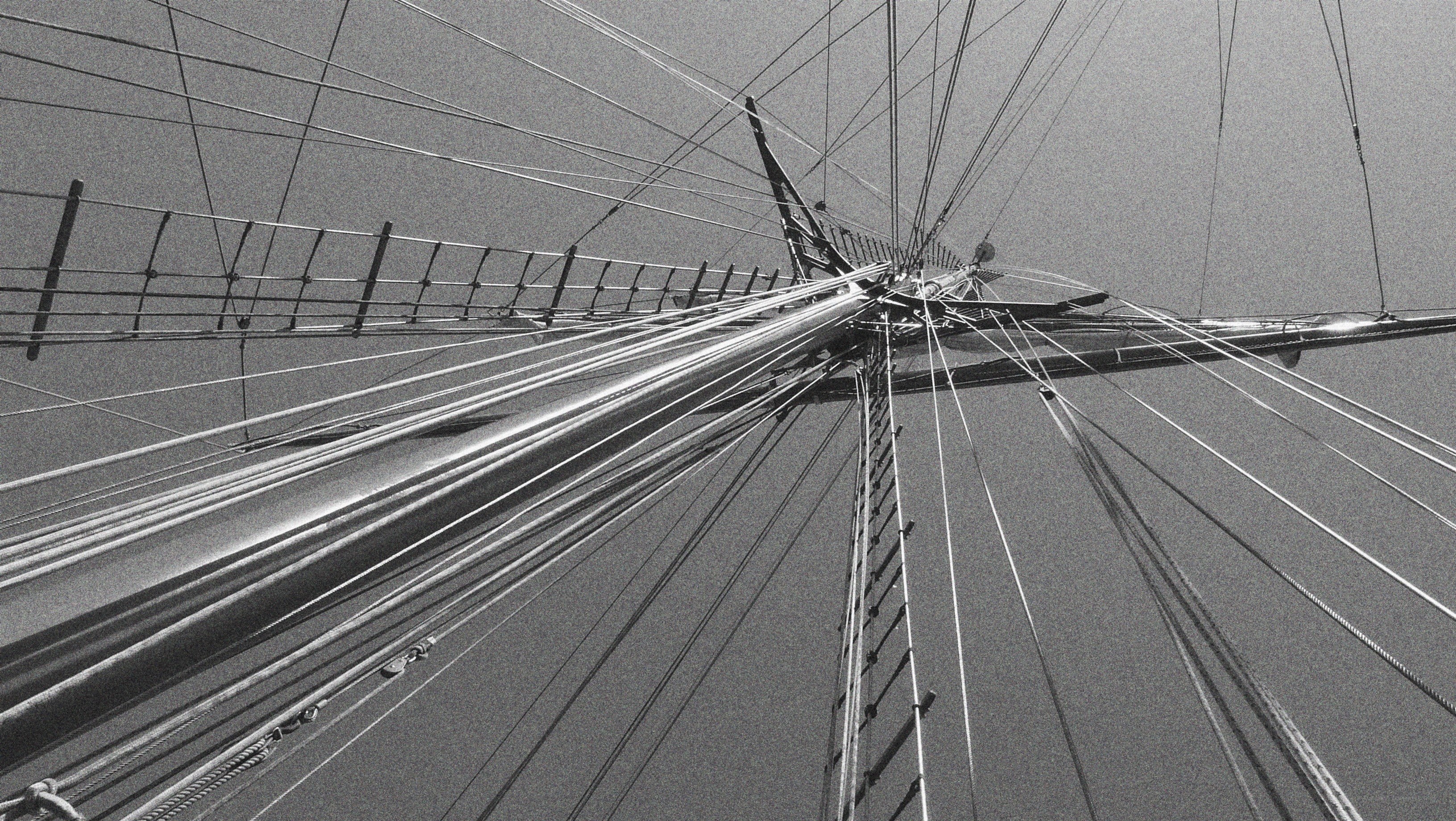 sailboat rigging from below