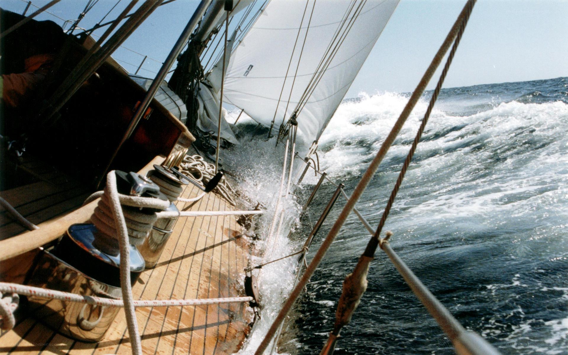 Sailboat sailing in rough seas