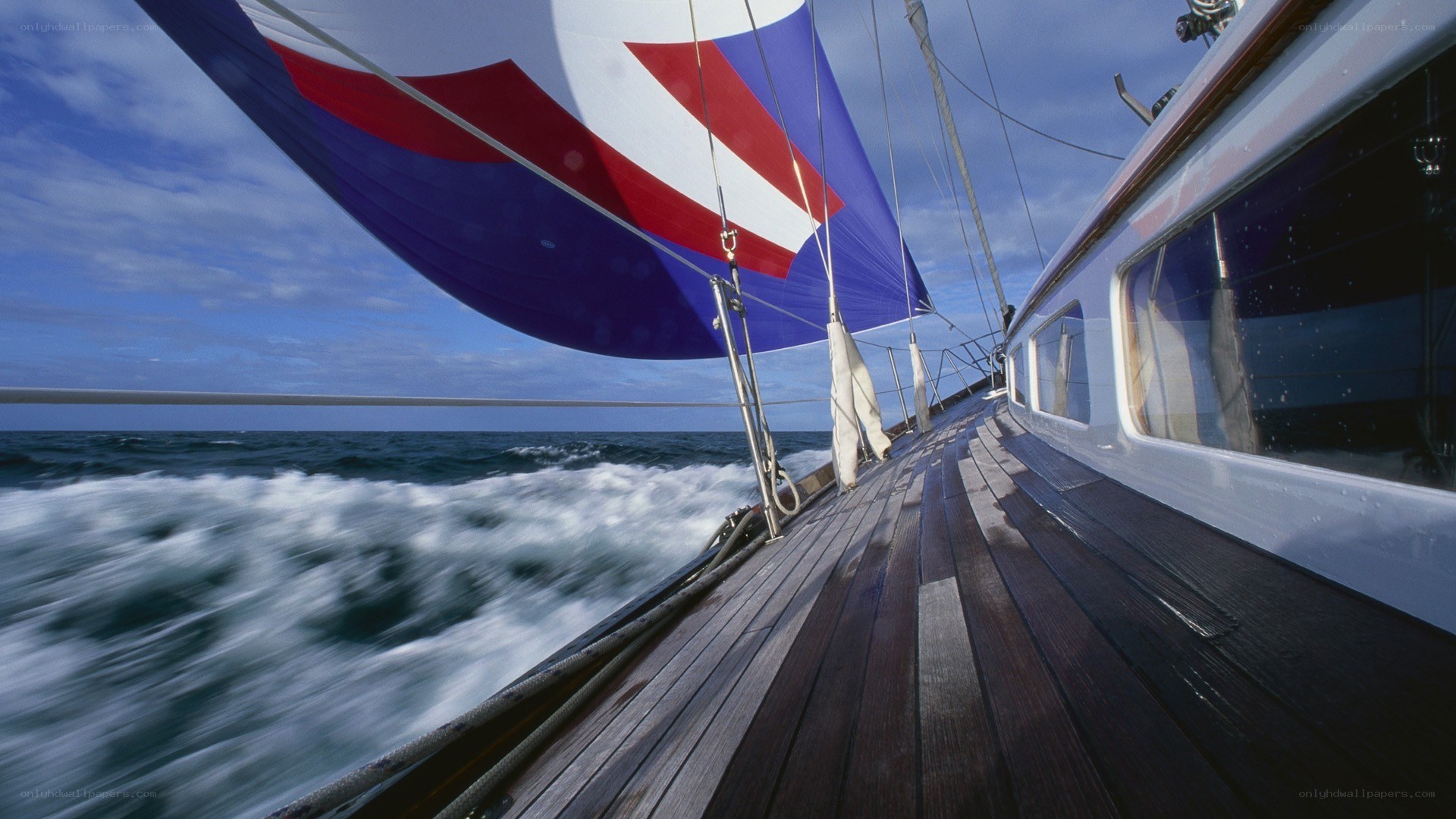 Sailboat sailing on open sea