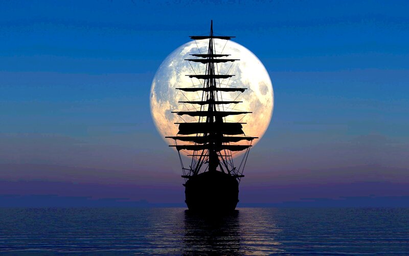 Sailboat Silhouette — Blue