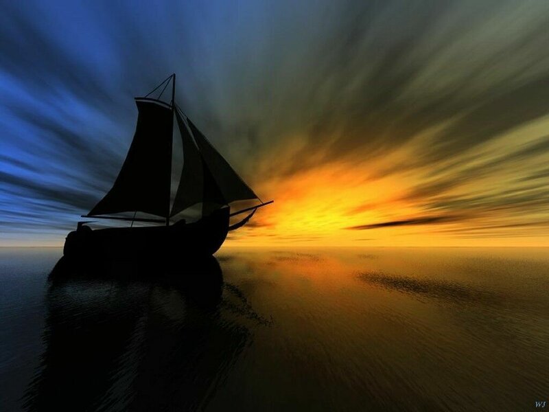 Sailboat Silhouette — Orange, Dramatic, Sunset