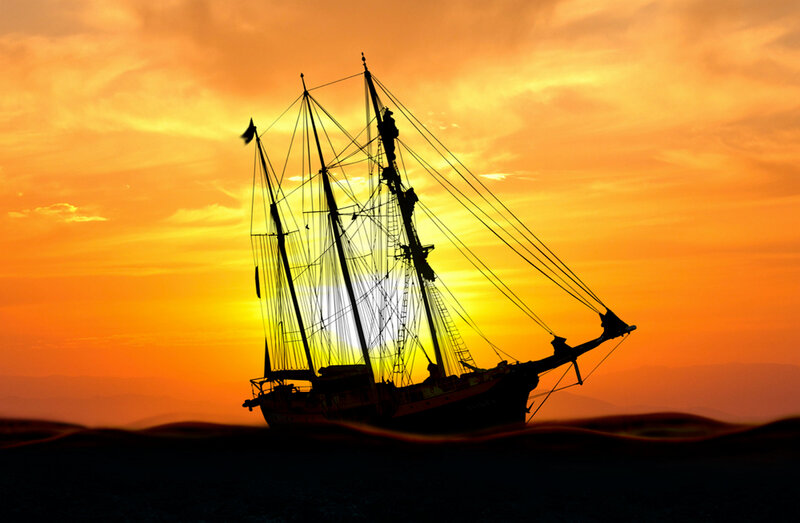 Sailboat Silhouette — Orange