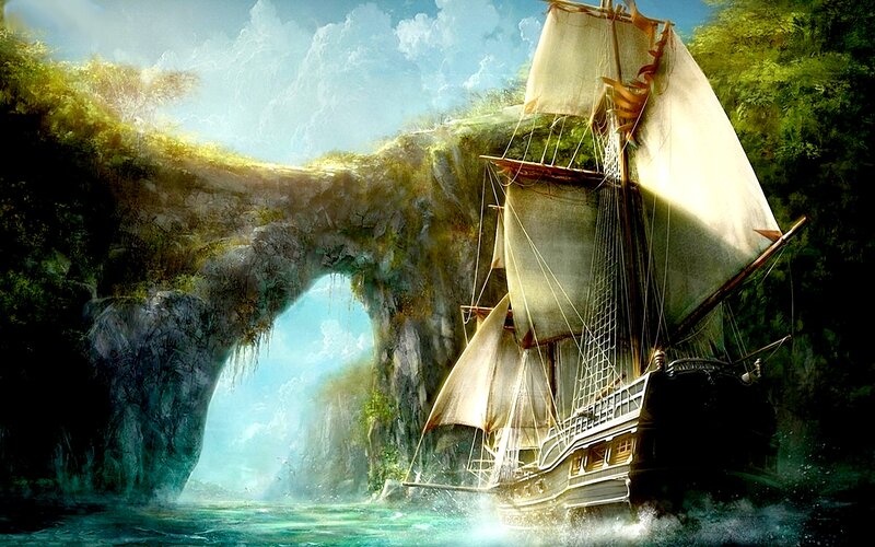Sailboat Through Arch
