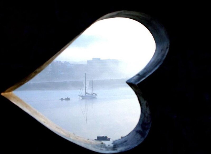 Sailboat Through Heart-shaped Window